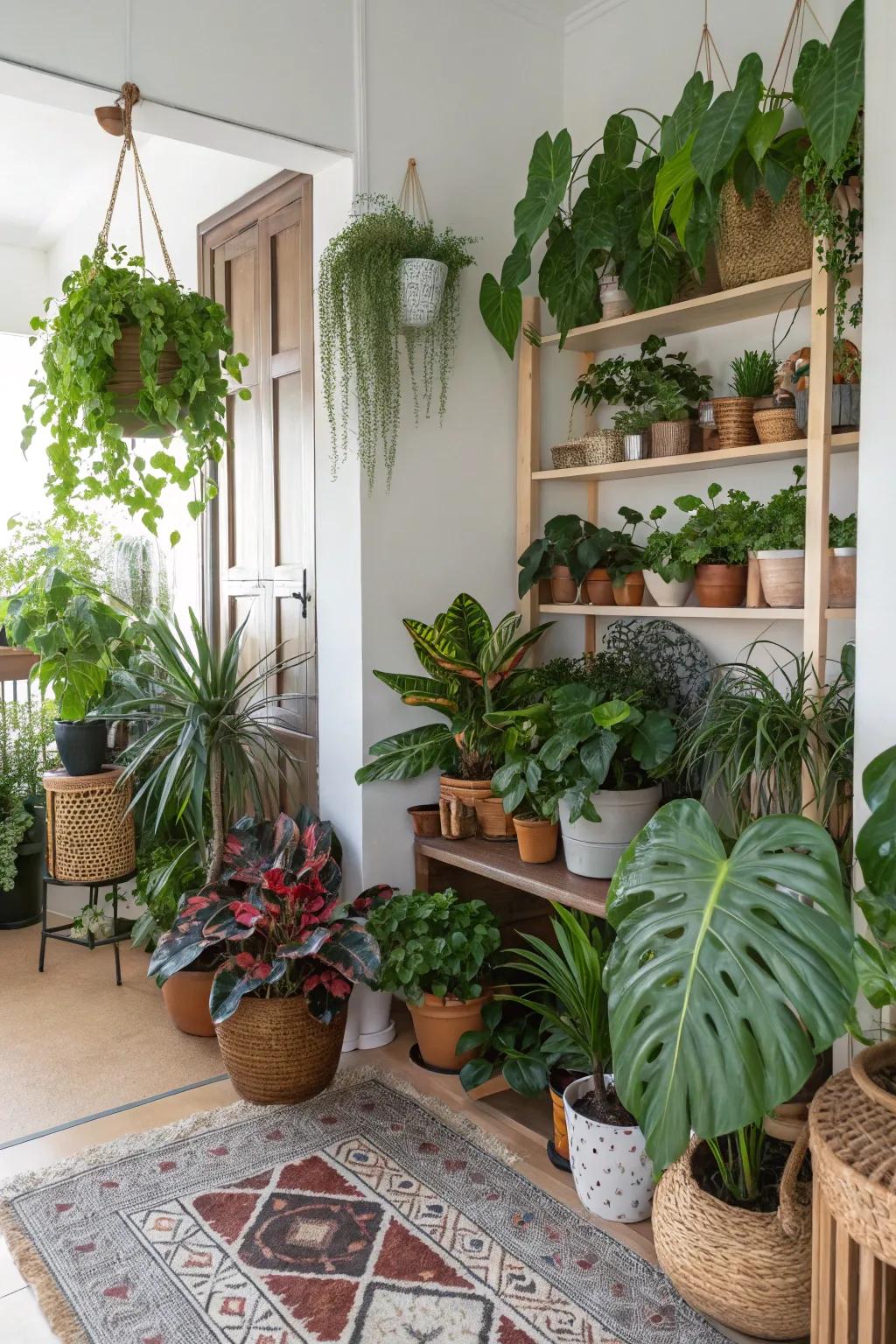 A diverse mix of plants creates a captivating display.