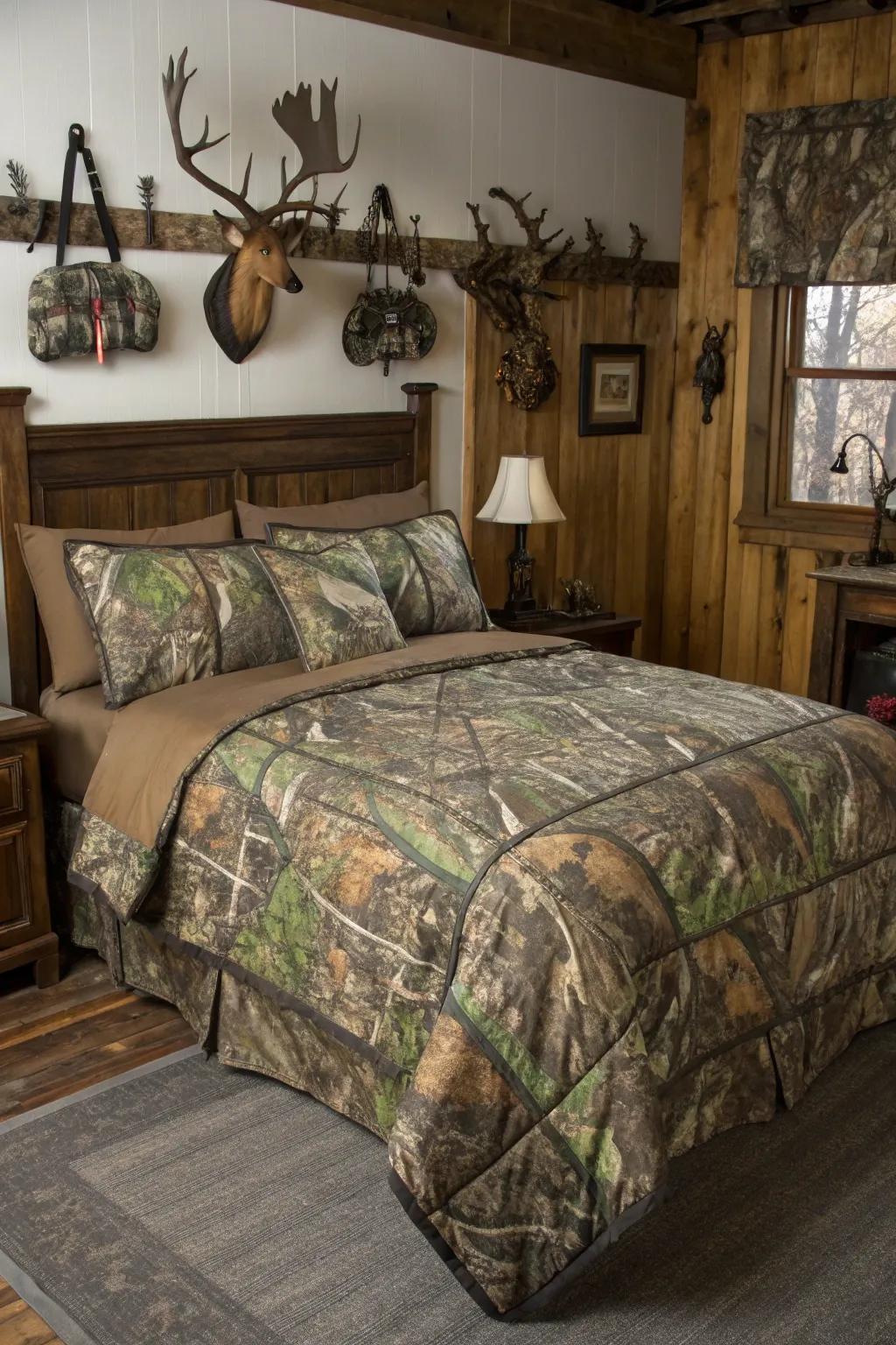 Camouflage accents add a playful twist to your aesthetic.