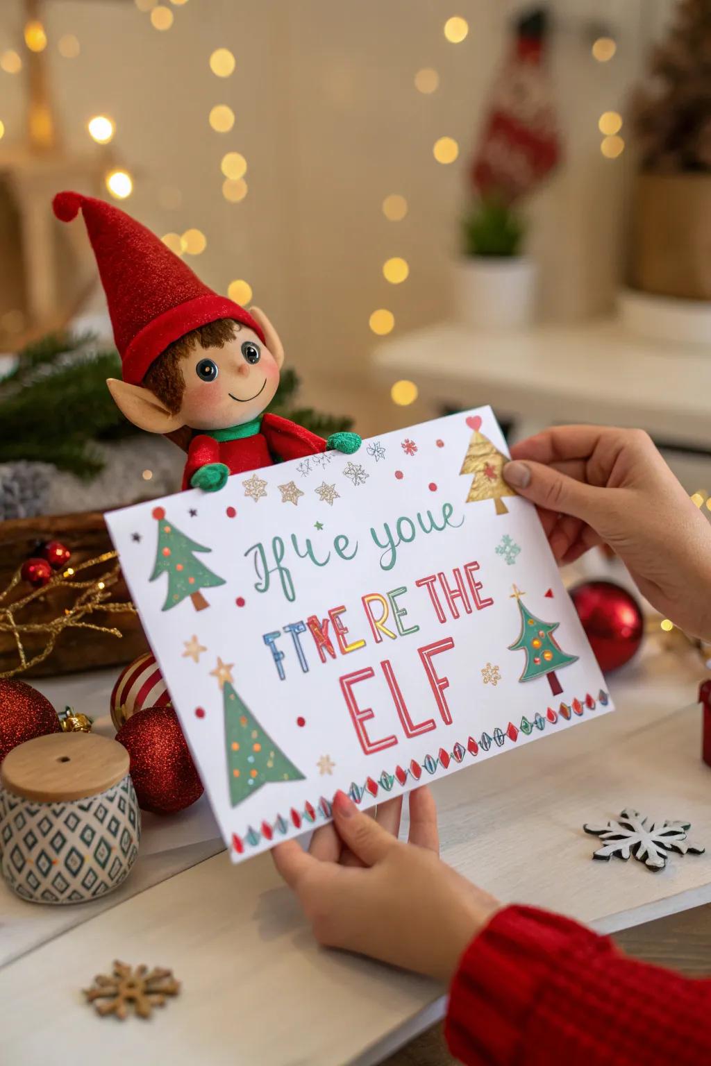 A creative card message from the elf adds a personal touch.