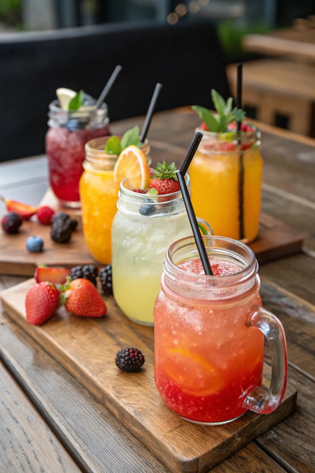 Mason jar cocktails add a lively touch to any indoor BBQ event.