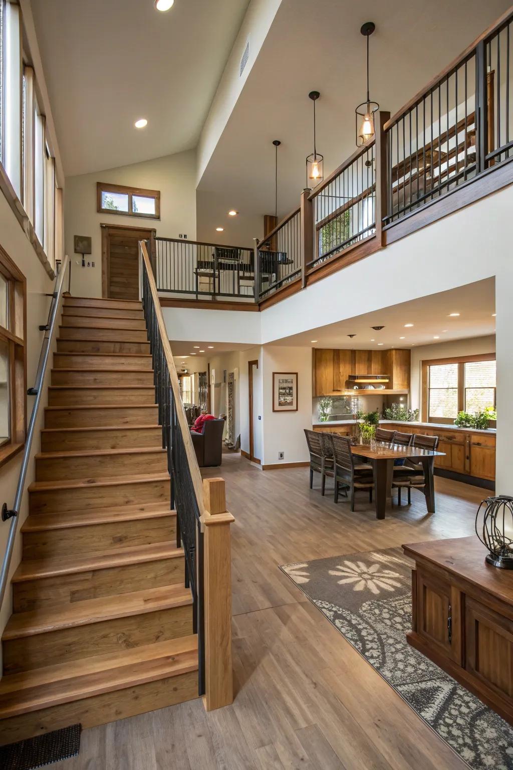 Maximize your split-level dwelling by delineating discrete zones for varied activities.