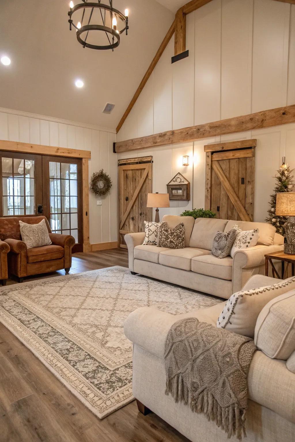 Muted shades cook up a chill and tied-together setting.