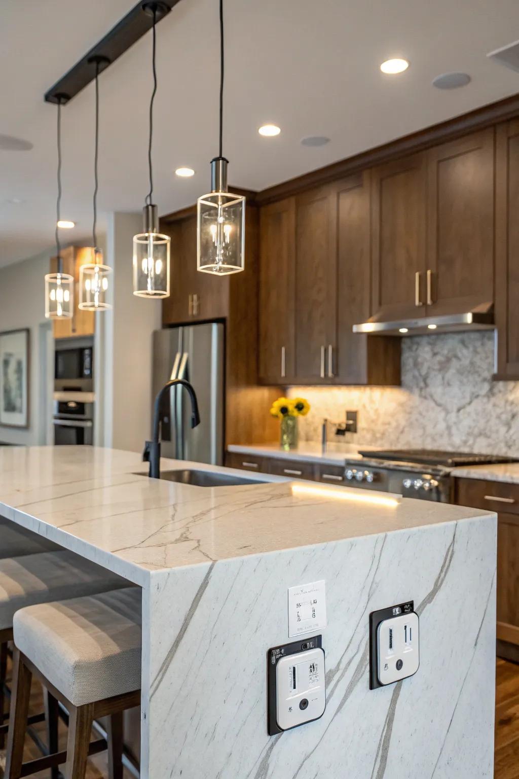 Pendant connectors blend elegance with practicality.