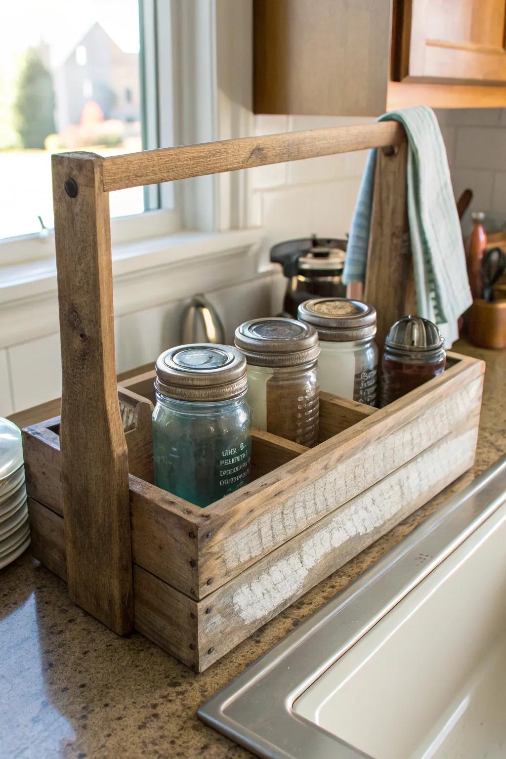 Inject a personalized touch via a handcrafted sink container.