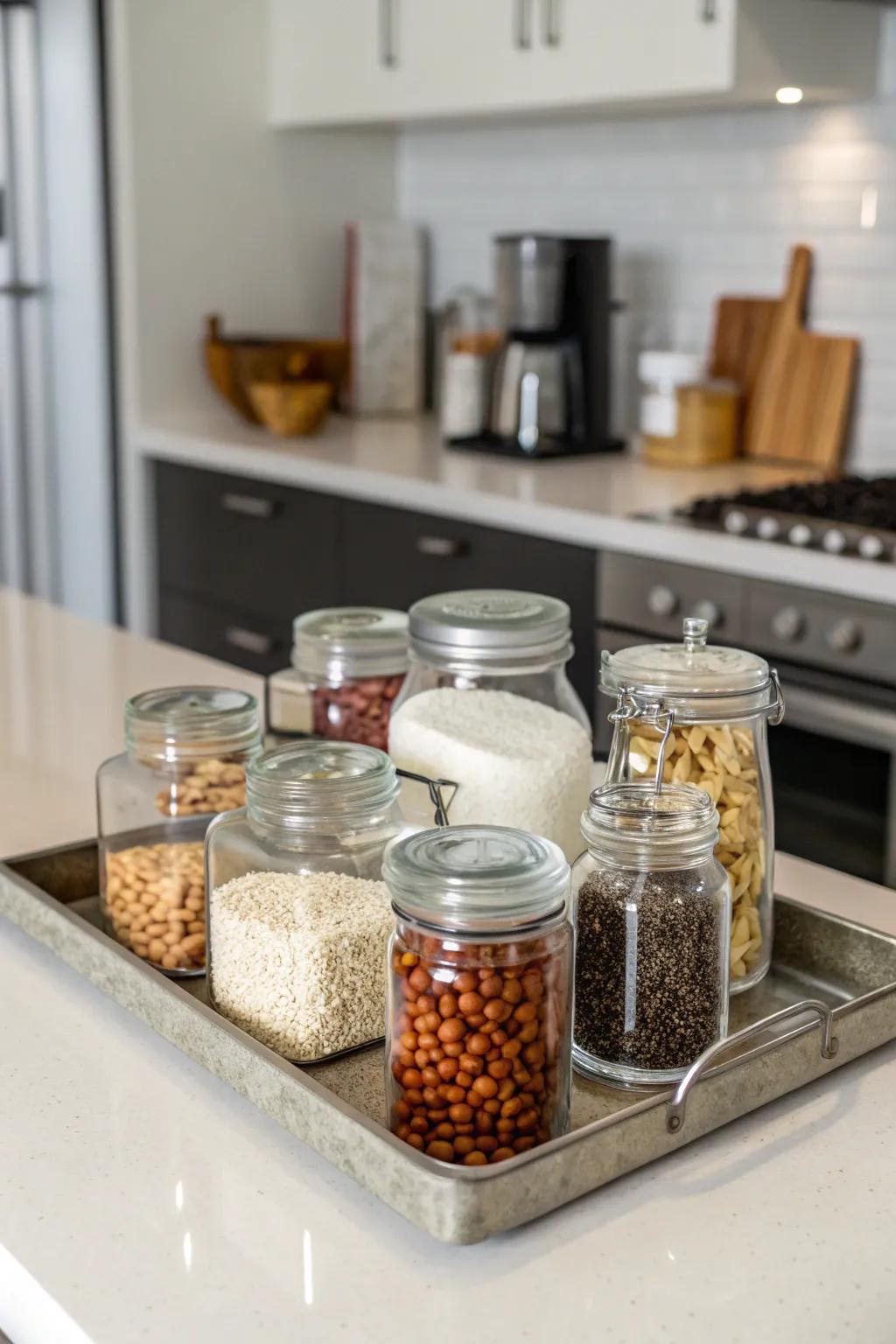Clear containers integrate storage and visual appeal seamlessly.