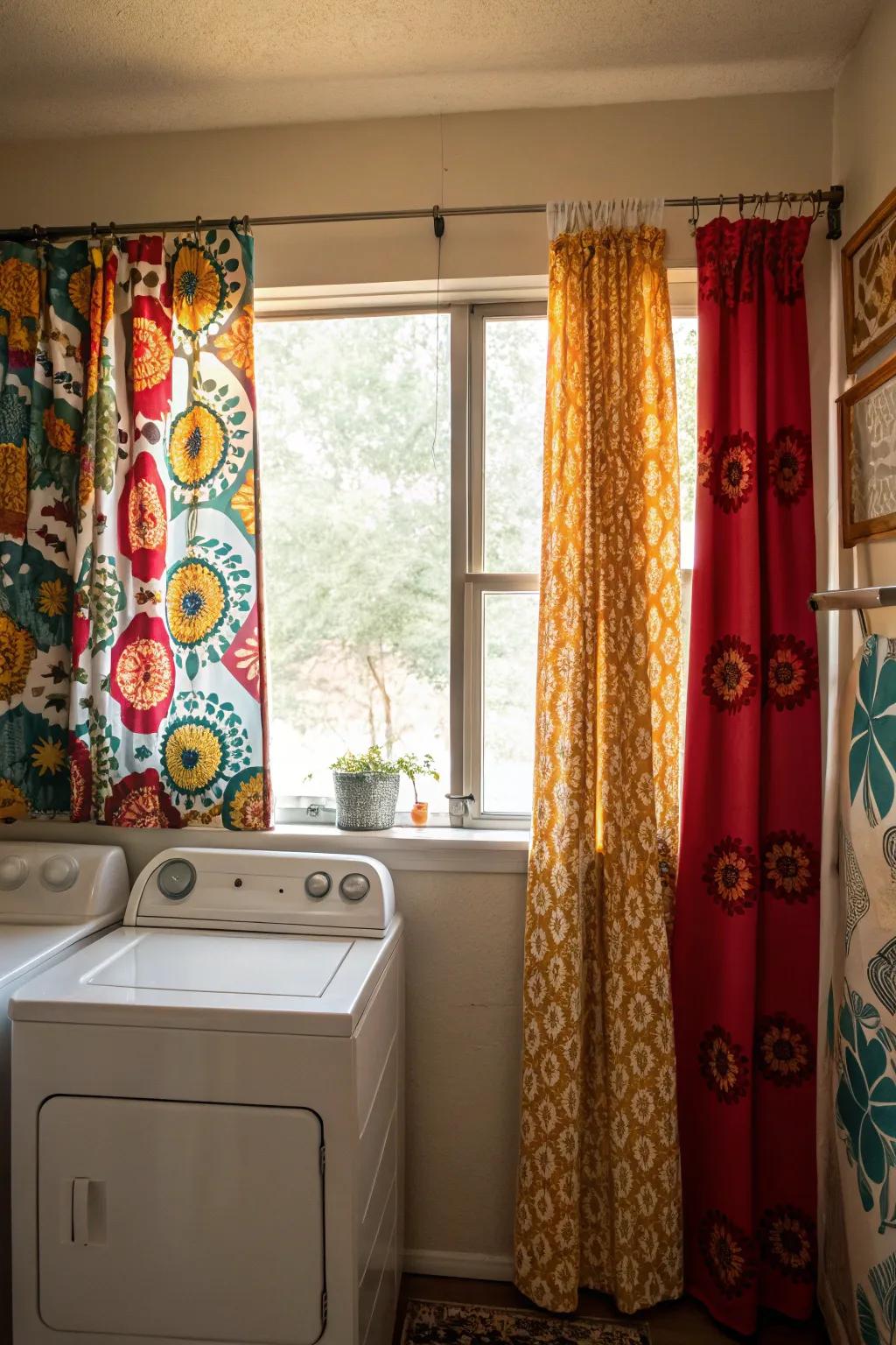 Patterned drapes create an eye-catching attraction.