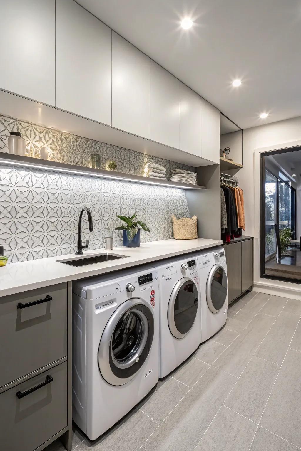 Modern hardware enriches the overall stylish charm.