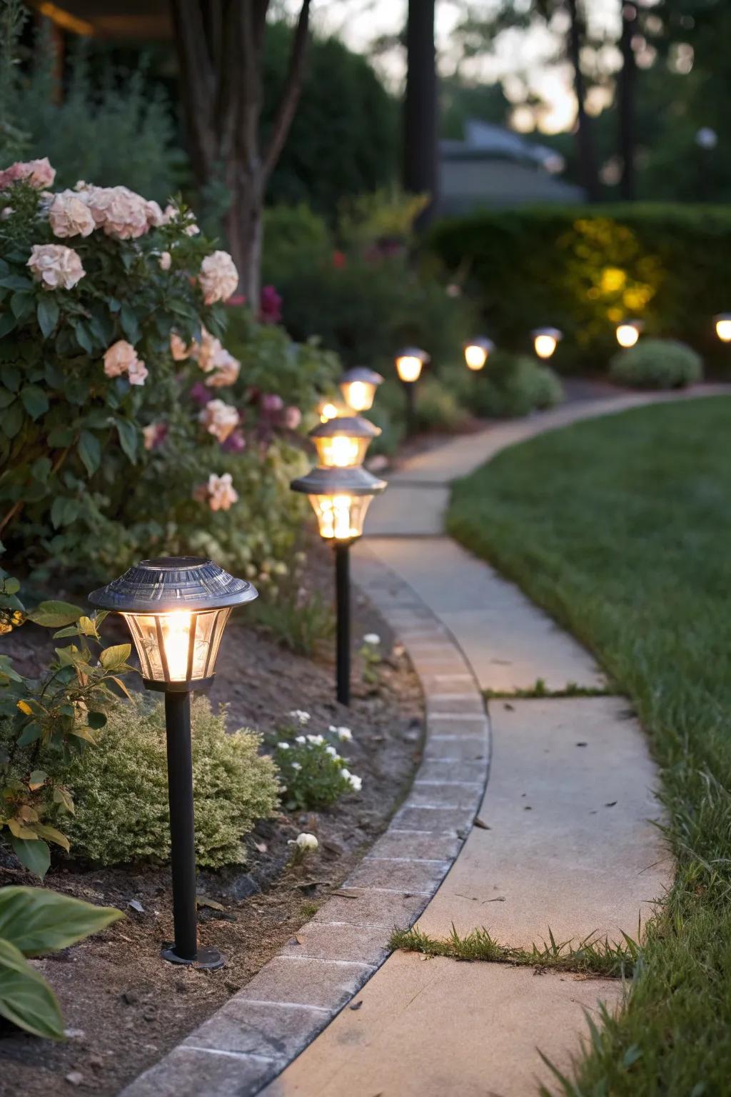 Using charming LED lighting, illuminate your garden walkways.