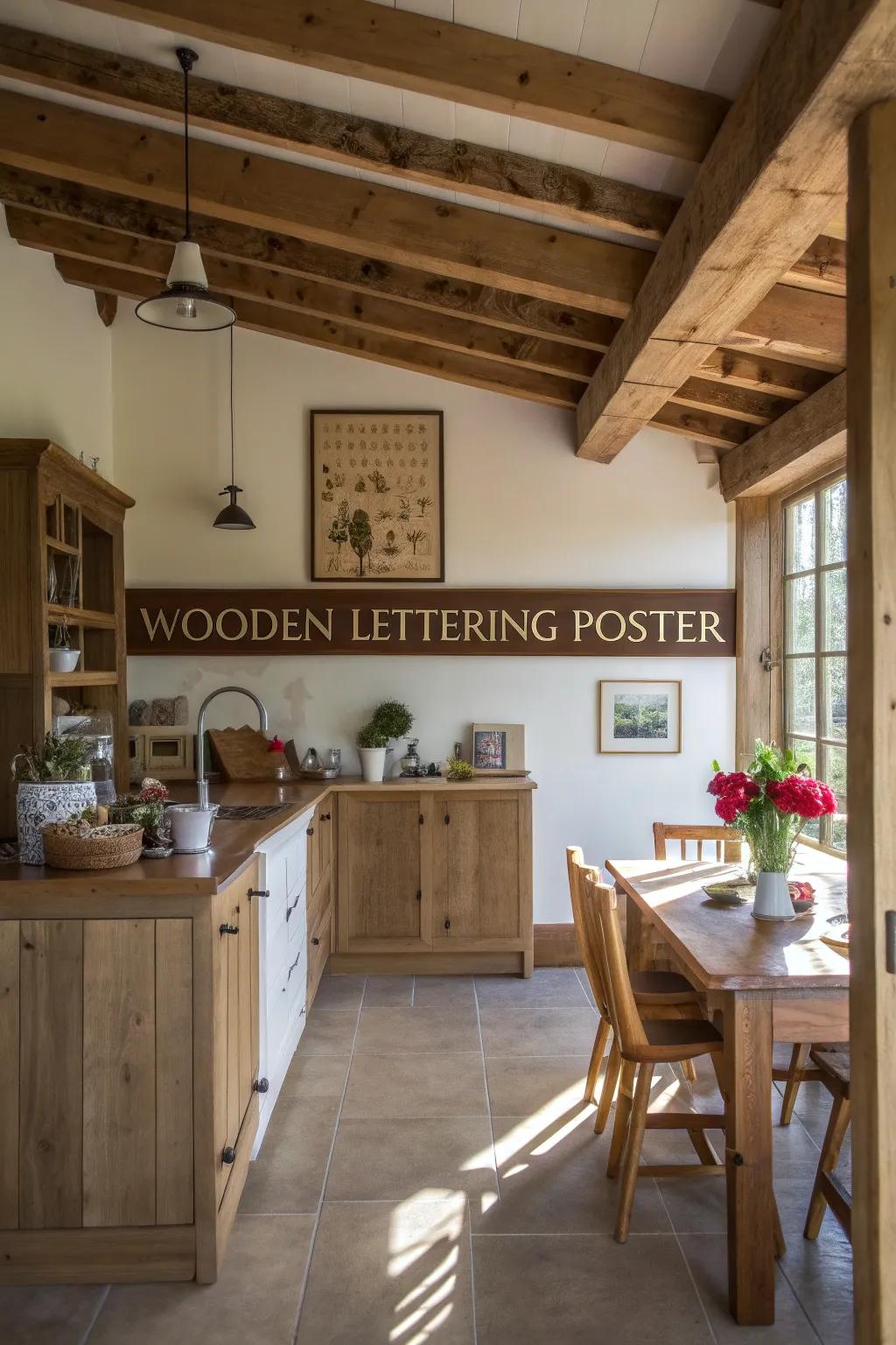 Natural lettering radiates rustic allure.