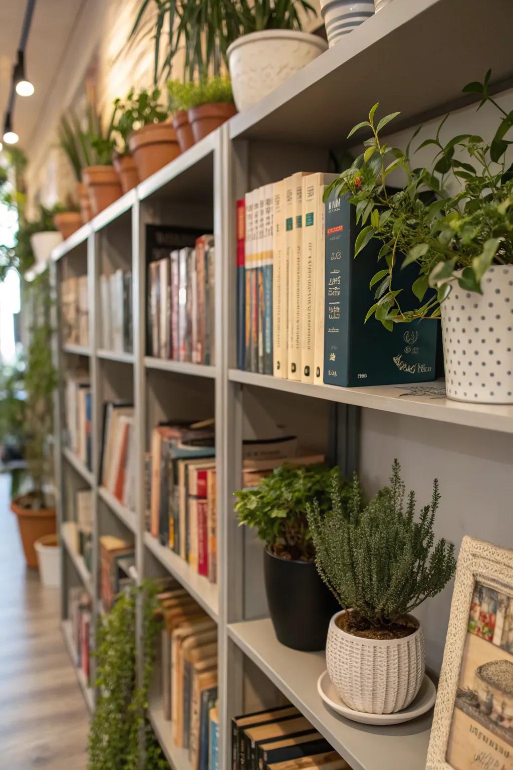 Verdancy introduces a revitalizing element to your bookshelves.