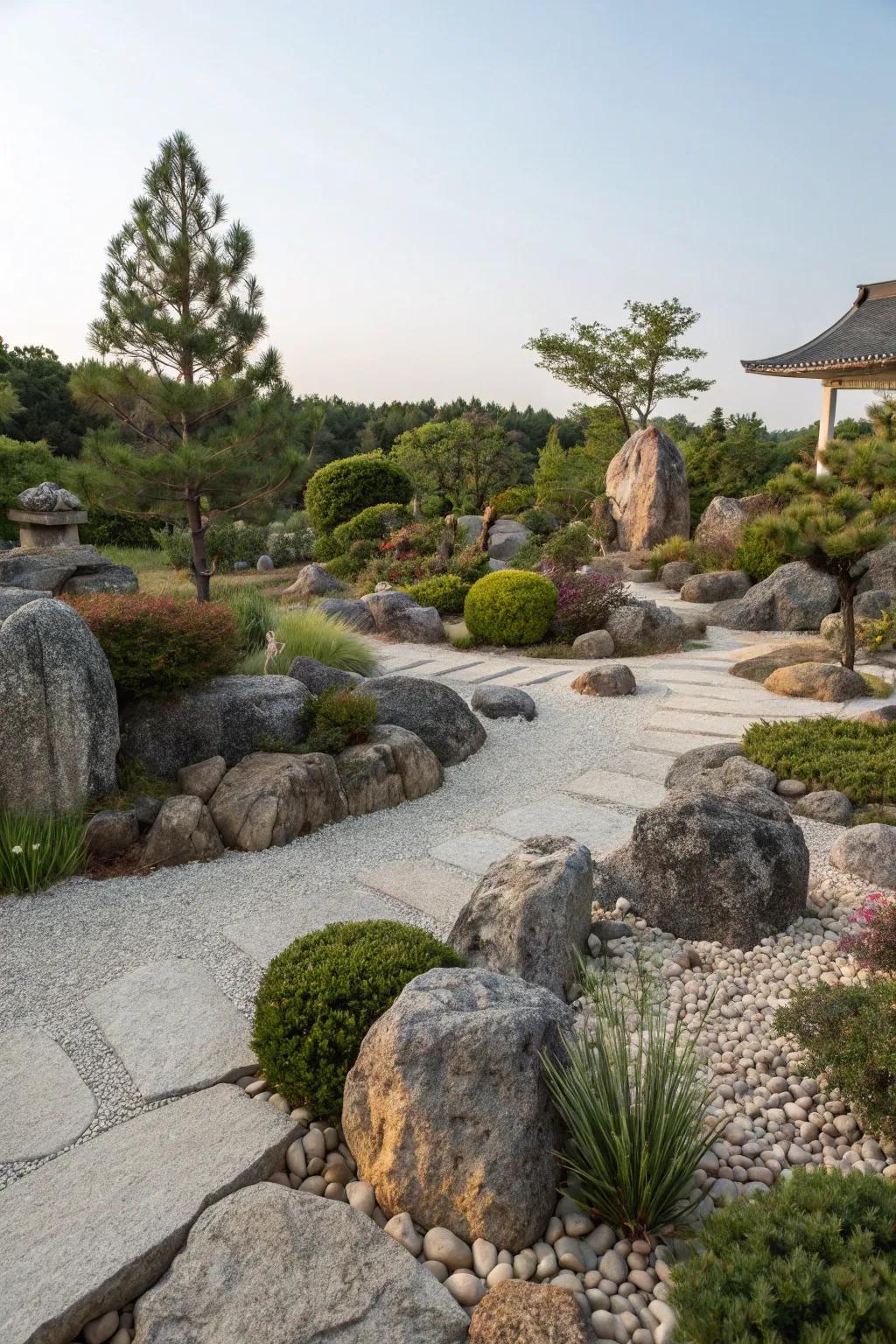 Natural rocks add texture and require no maintenance.