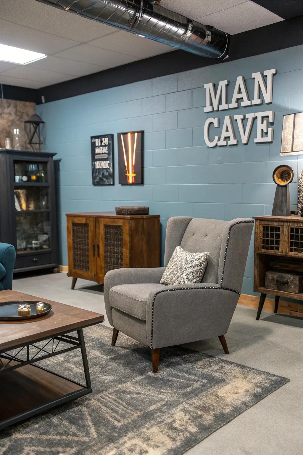 Standout and stylish furniture finds in a man cave.