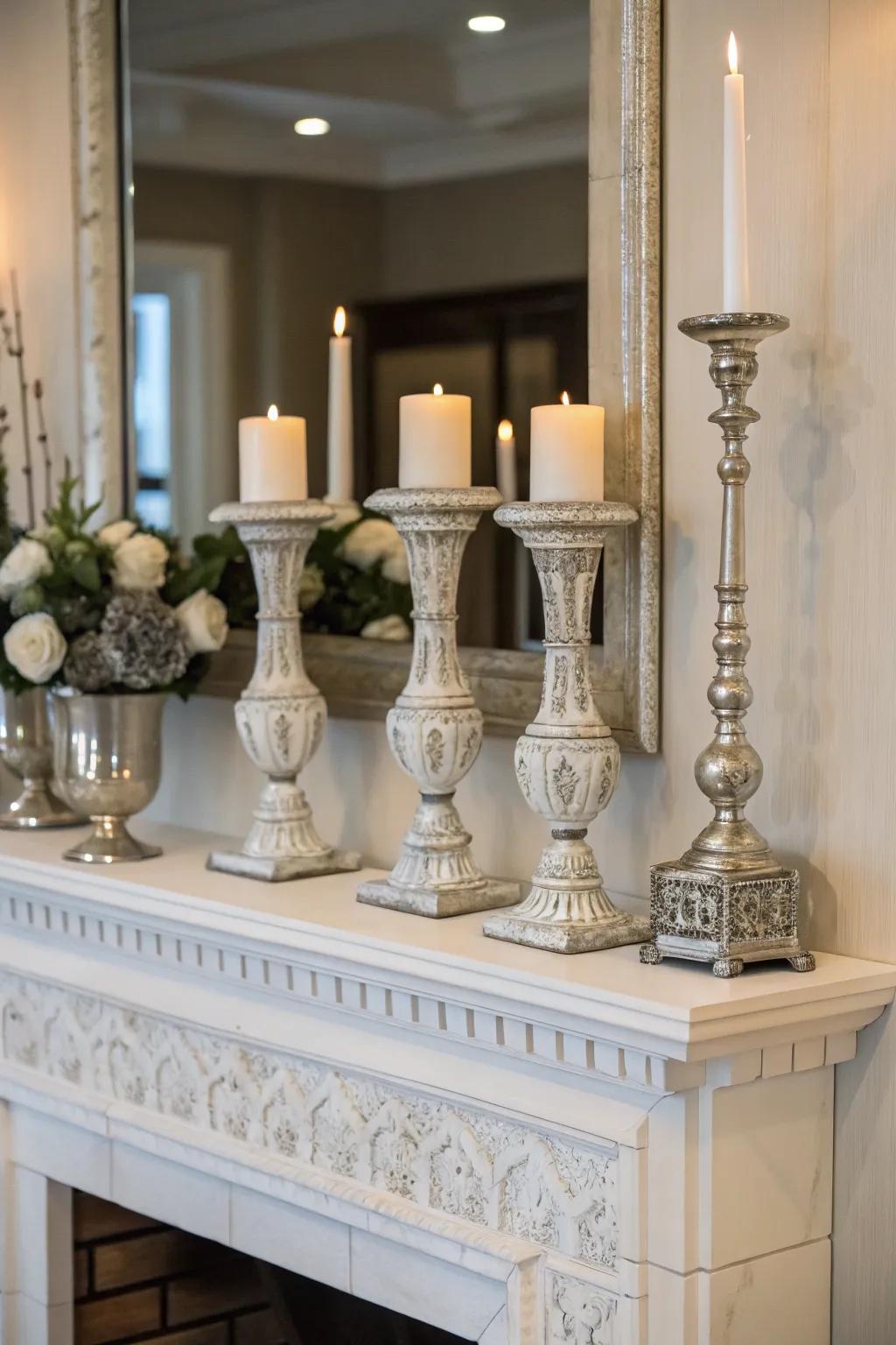 Balanced arrangements bring a sense of balance and harmony to the mantel.