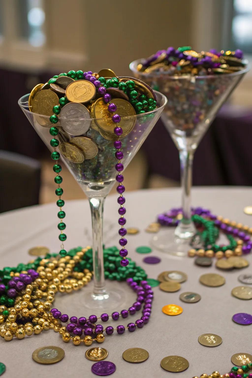 Craft an elegant centerpiece with cocktail receptacle decor.