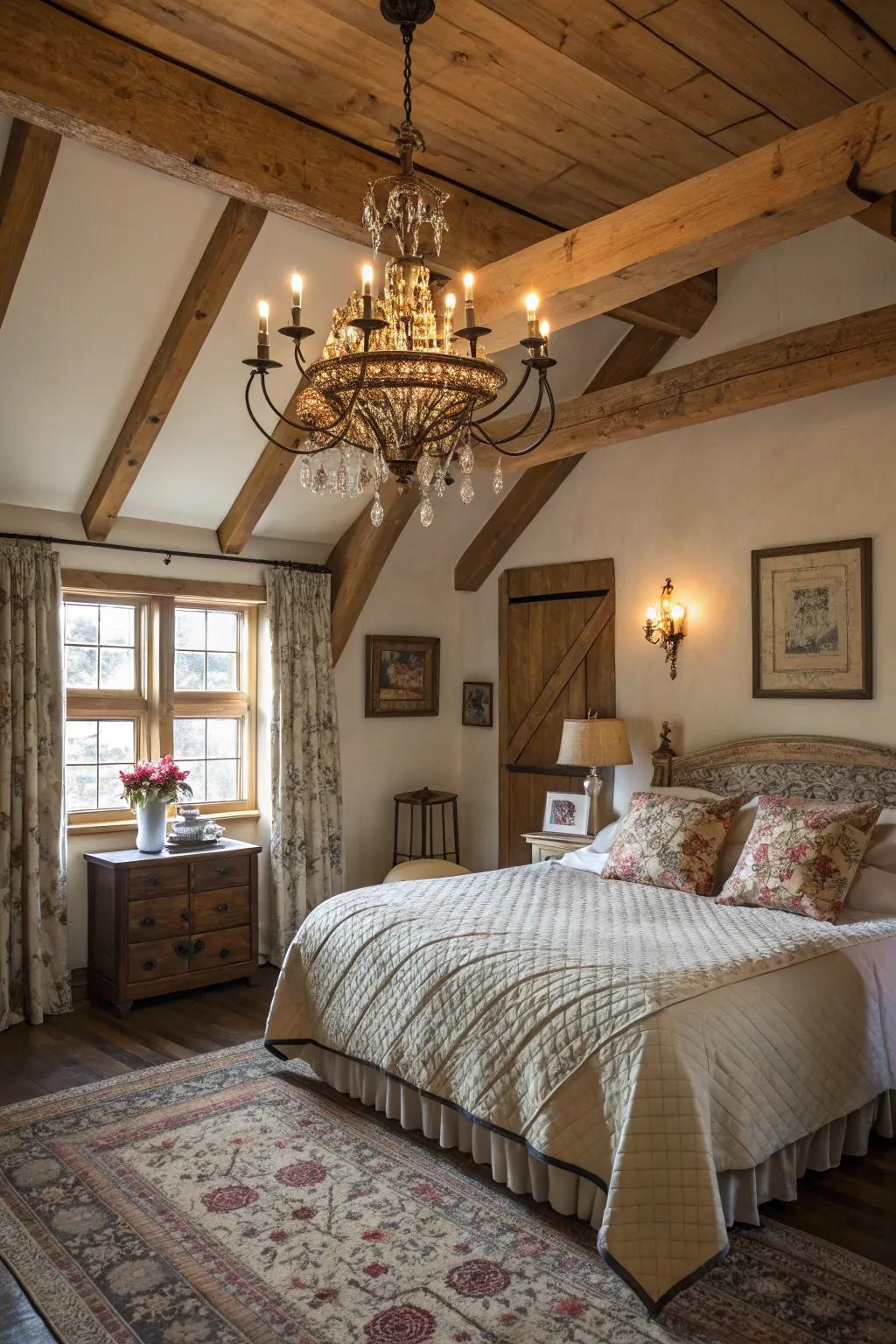 Warm and refined country-style illumination within a country-style bedroom