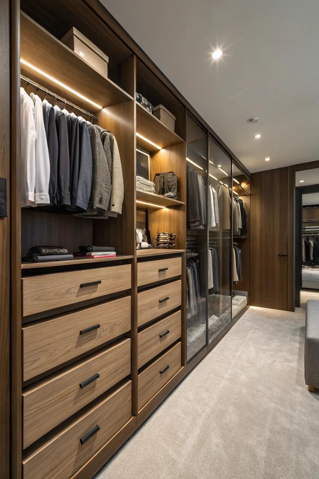 Useful drawers and cabinets for arranged storage.