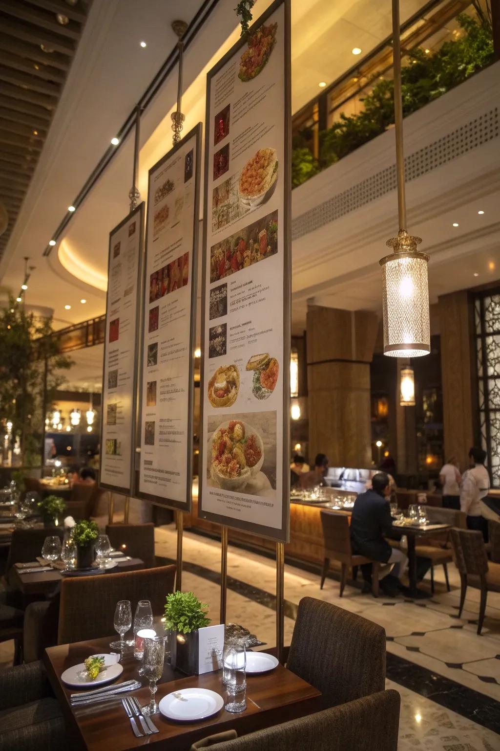 Refresh your menu with versatile hanging panels.