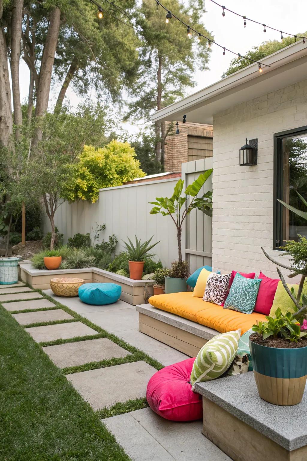 Contrasting hues append liveliness and style.