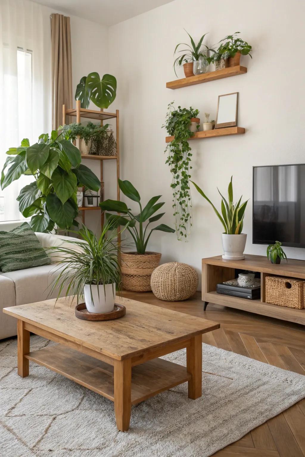 Greenery injects vitality and warmth into minimalist settings.