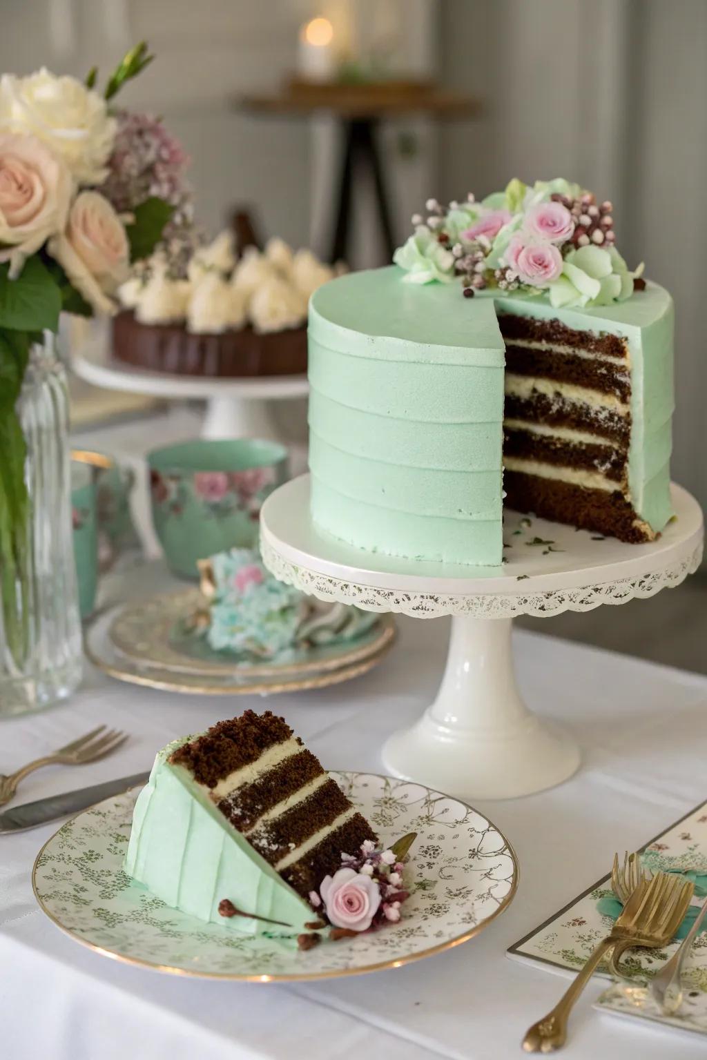 A seafoam confection featuring delectable fudge strata.