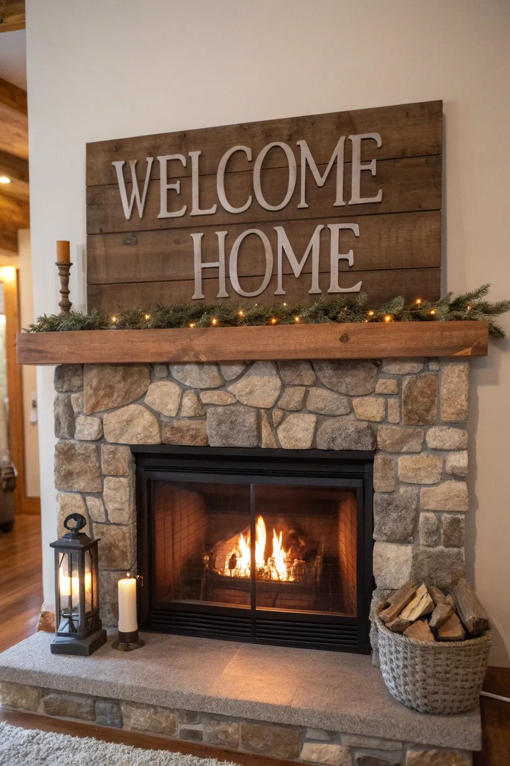 Country decor brings a nostalgic element to the hearth decorations.
