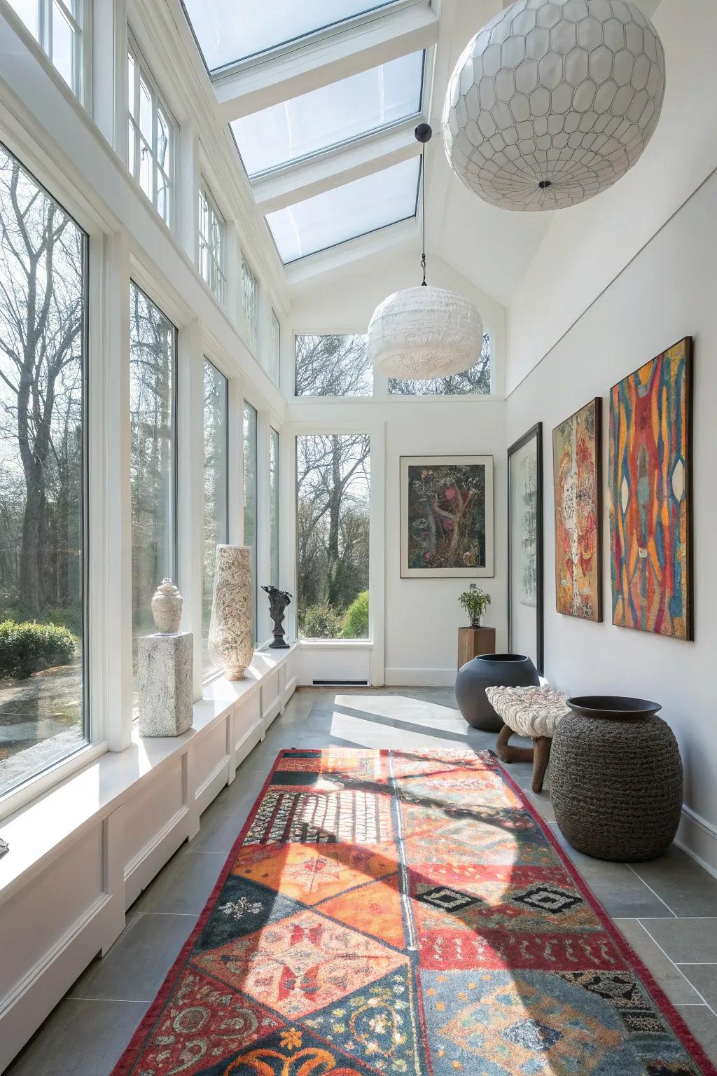 Ornamental accents contribute personality and flair to this sunroom.