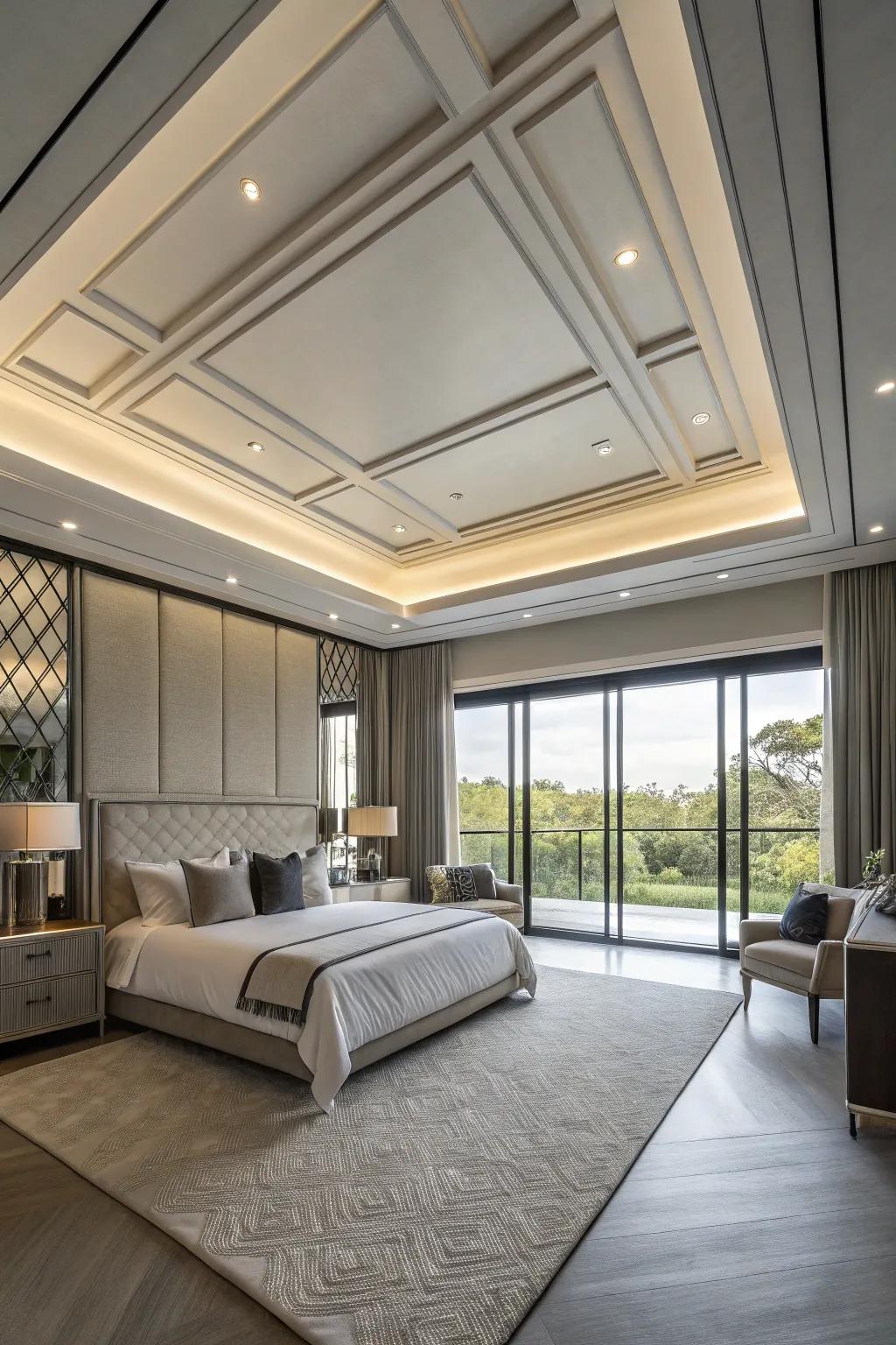 Design details enhance the contemporary aesthetic of this bedroom.