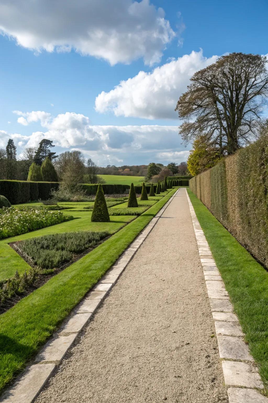 A garden path with distinct boundaries, showcasing modern design.