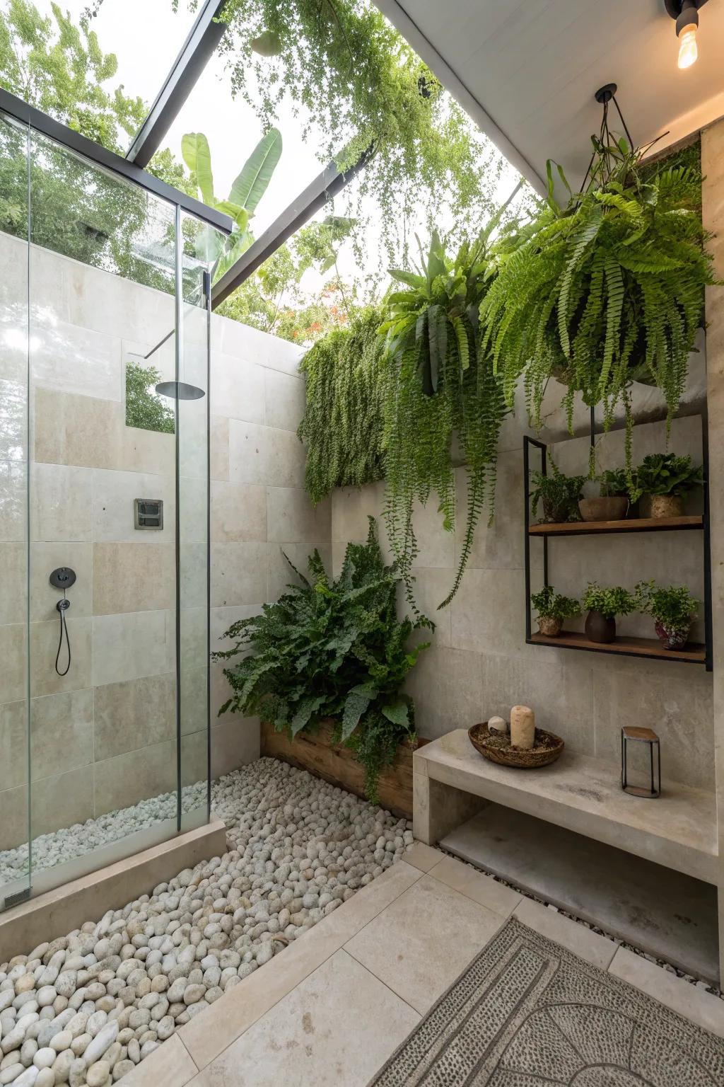 Greenery adds a fresh, natural vibe.