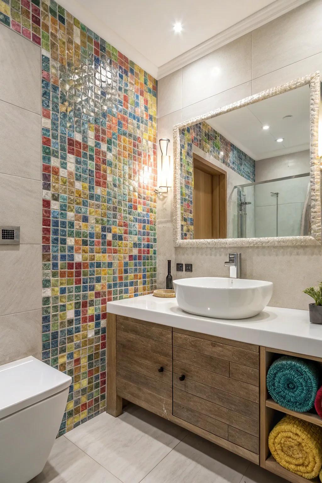 Incorporate texture for a bathroom that offers both visual and tactile engagement.