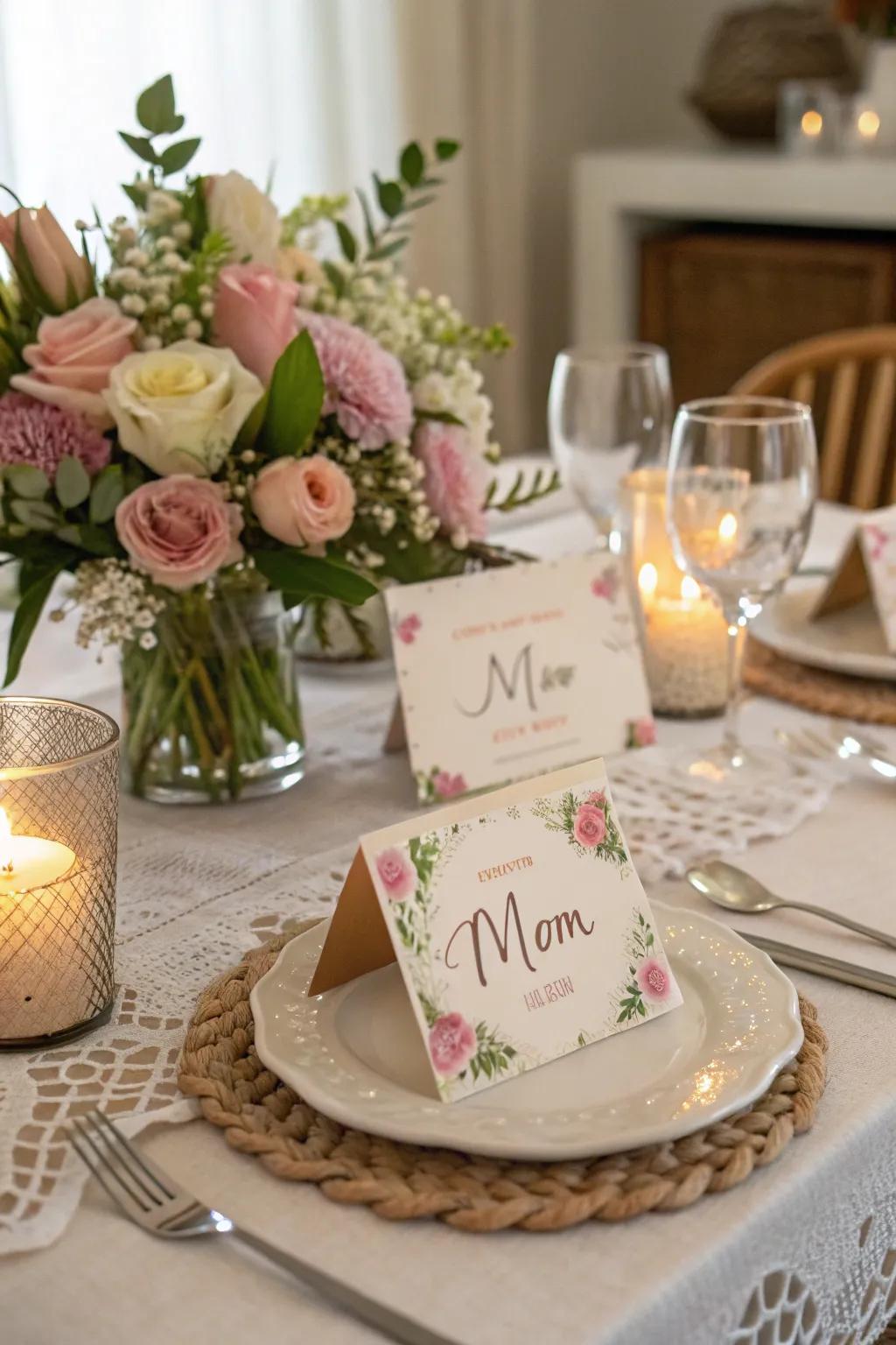 Imaginative place cards function as memorable keepsakes.
