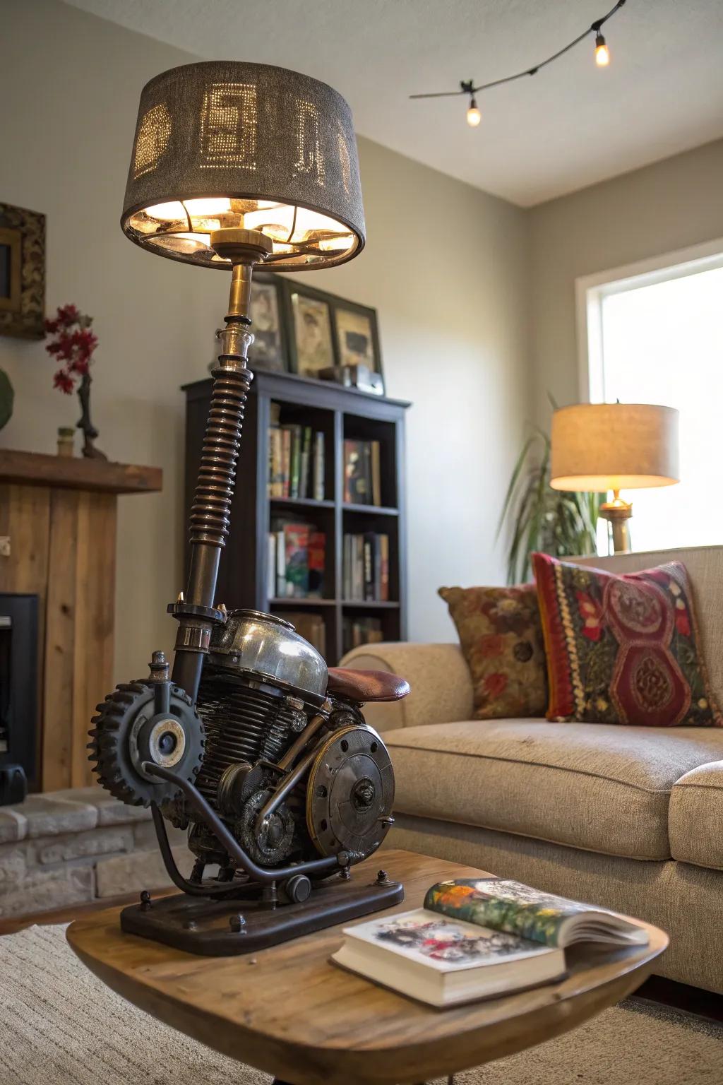 Bike components reused as creative designs.