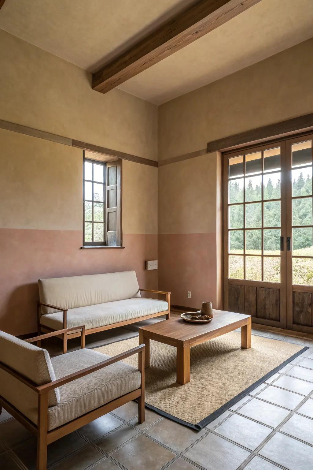 Minimalist decor highlights the charm of organic coating.