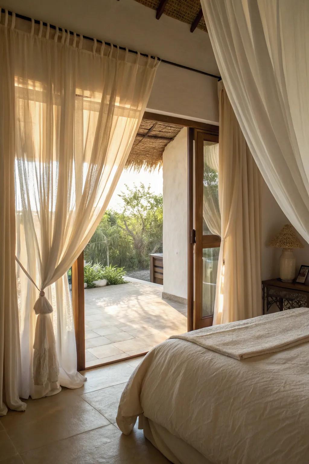 Airy curtains design a bright and uplifting ambiance.