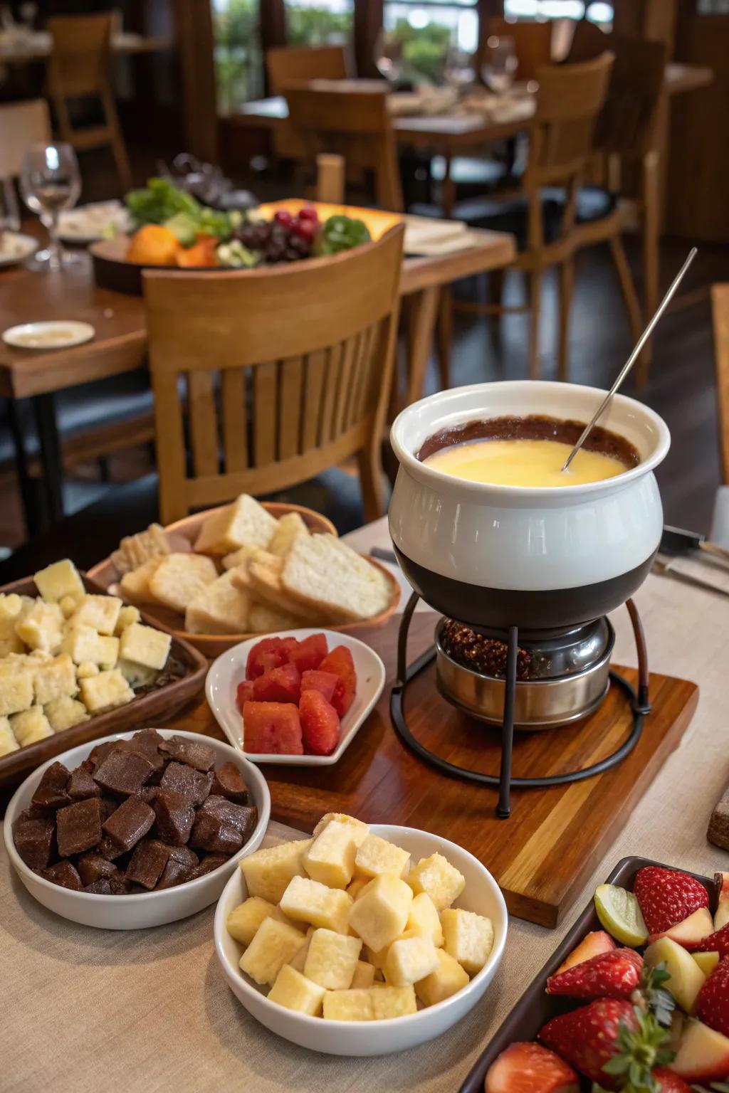 Commence the New Year with an engaging and savory fondue kiosk.