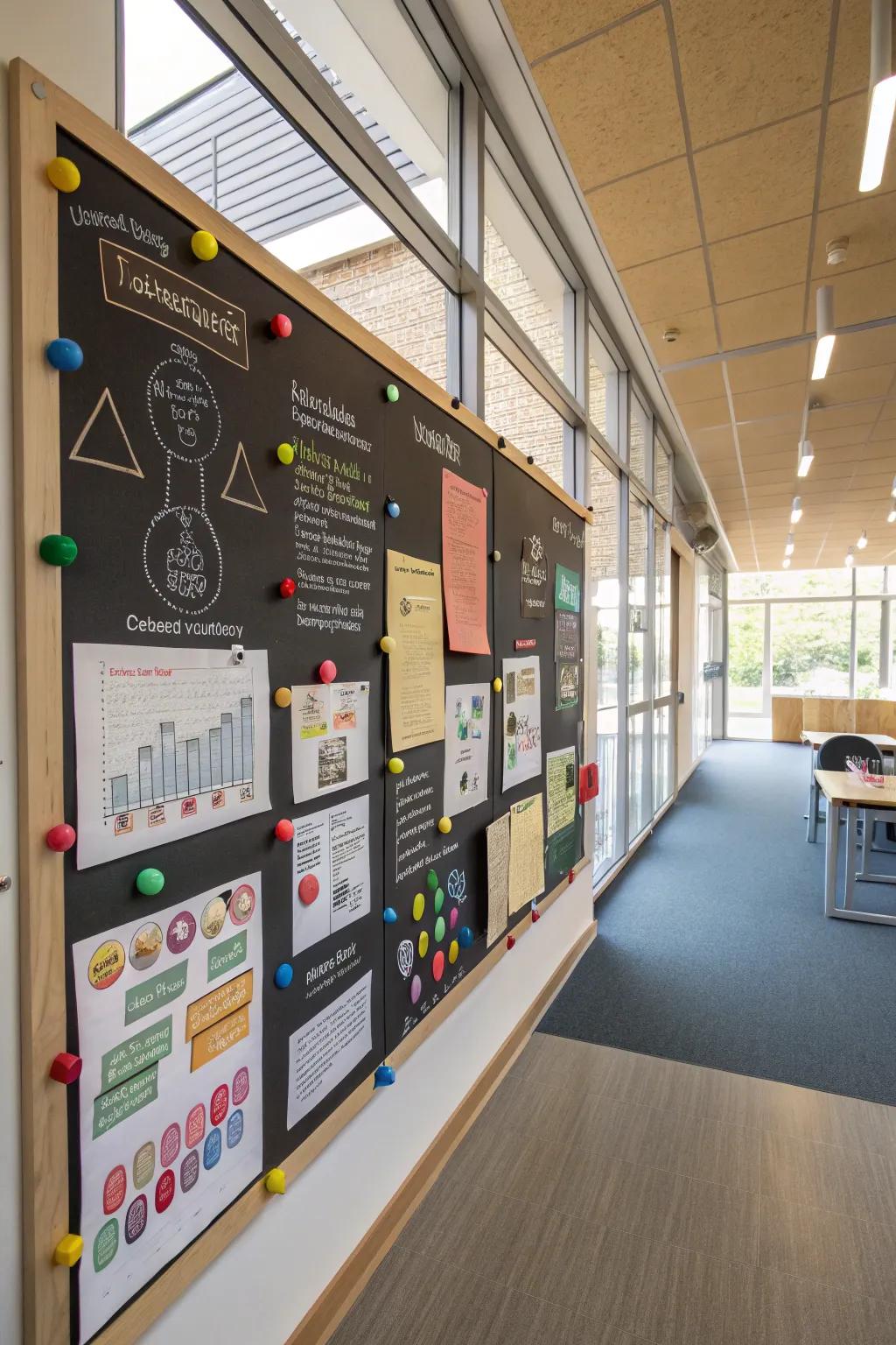 A study area display board with vibrant instructional details.