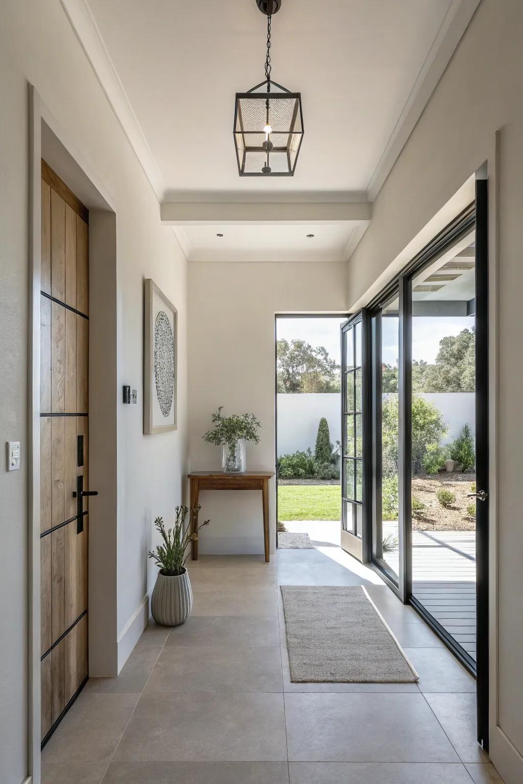 A minimalist foyer accentuates the elegance of simplicity and order.