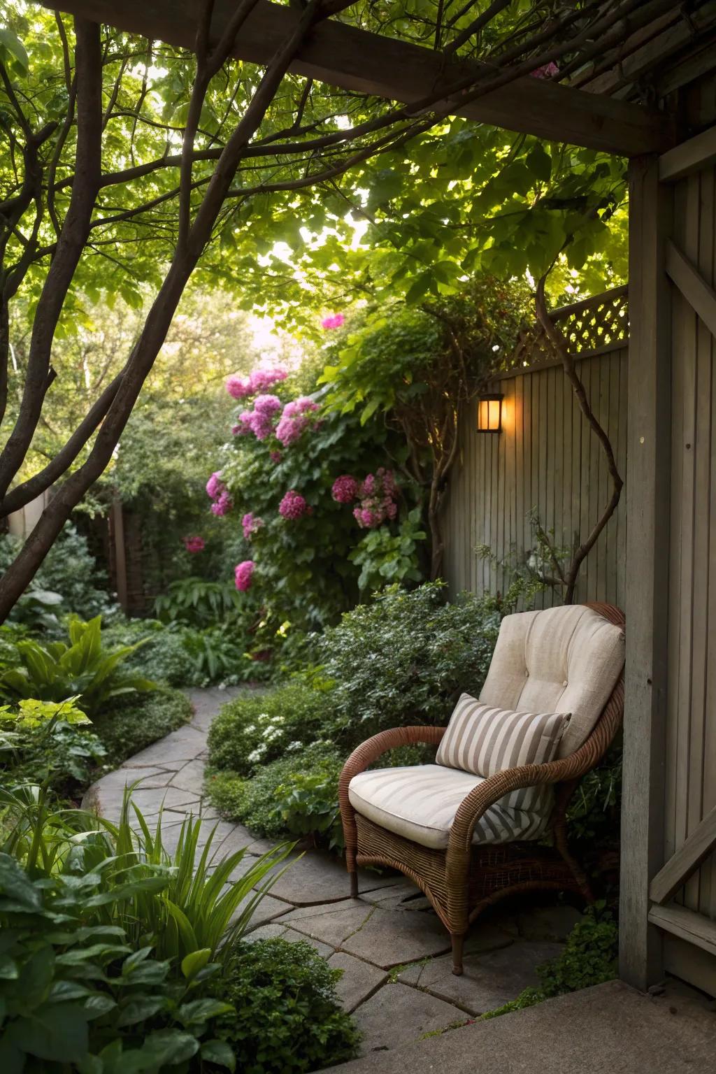 Find solitude in a hidden garden corner.