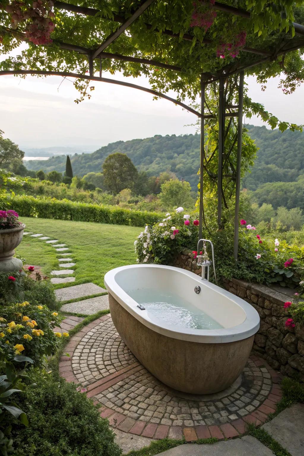 Create an arresting declaration with a uniquely shaped tub.