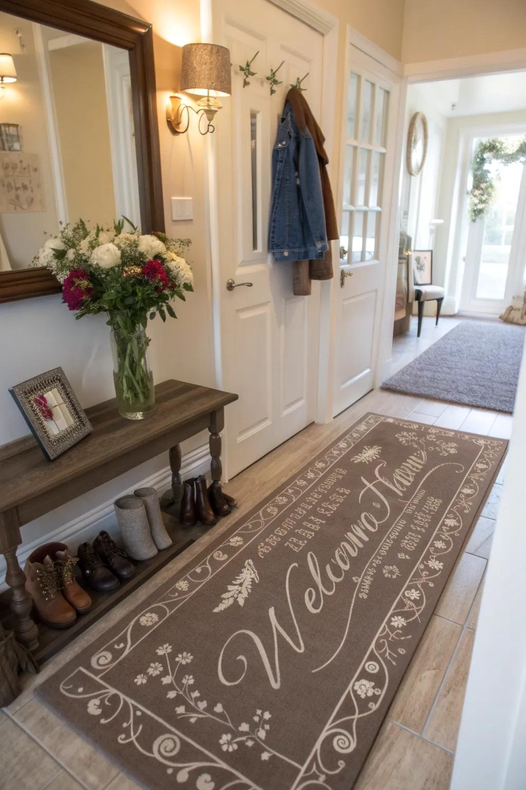 A personalized floor runner makes attendees feel special and welcomed.