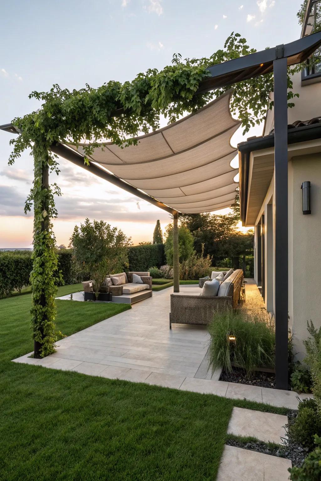 Combine simplicity and elegance with a fabric shade sail.