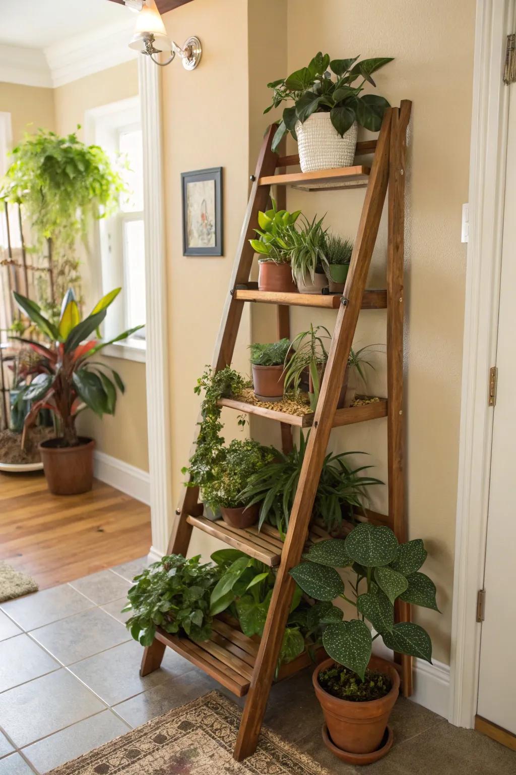 A plant staircase for a tiered plant display.