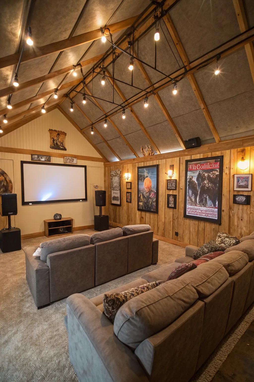 Enjoy film experiences inside your pole barn home movie theater.