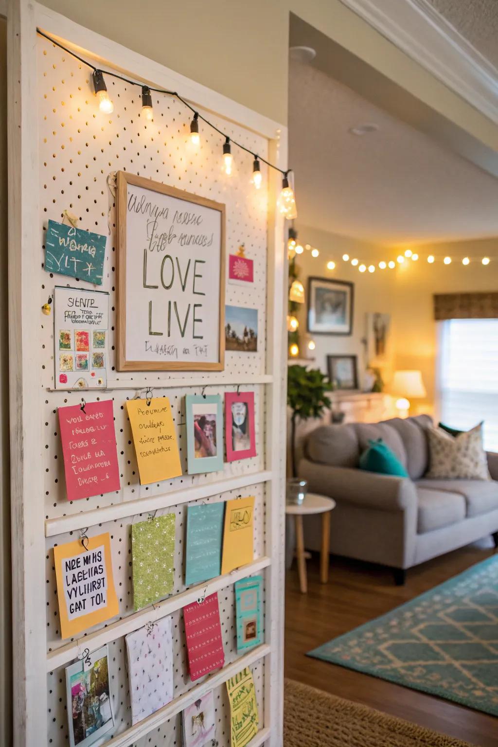 A board full of uplifting messages and quotes to inspire.