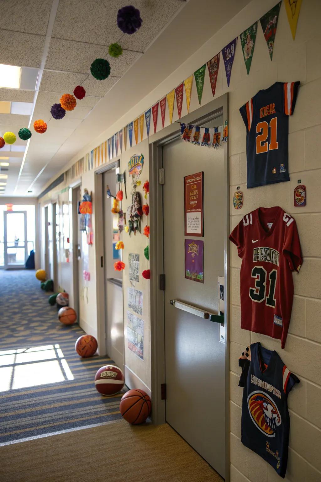 Boost team enthusiasm with sporty door decor.
