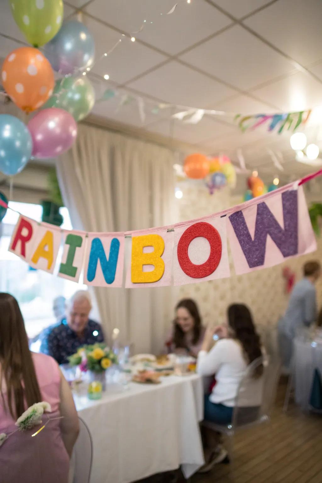A custom spectral banner welcoming guests to the party.