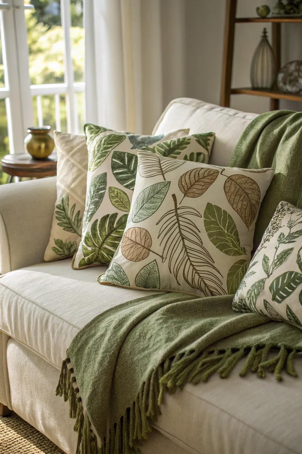 Verdant textiles add comfort and cohesiveness to your decor.