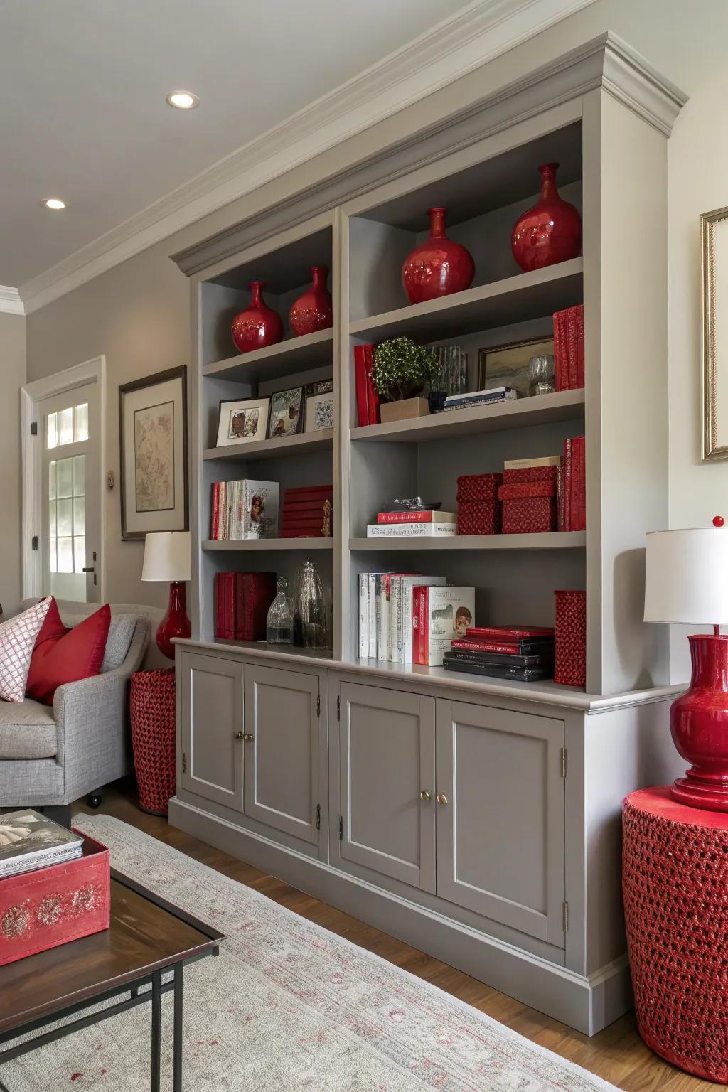 Exposed shelving provides both storage and display options in a stylish approach.
