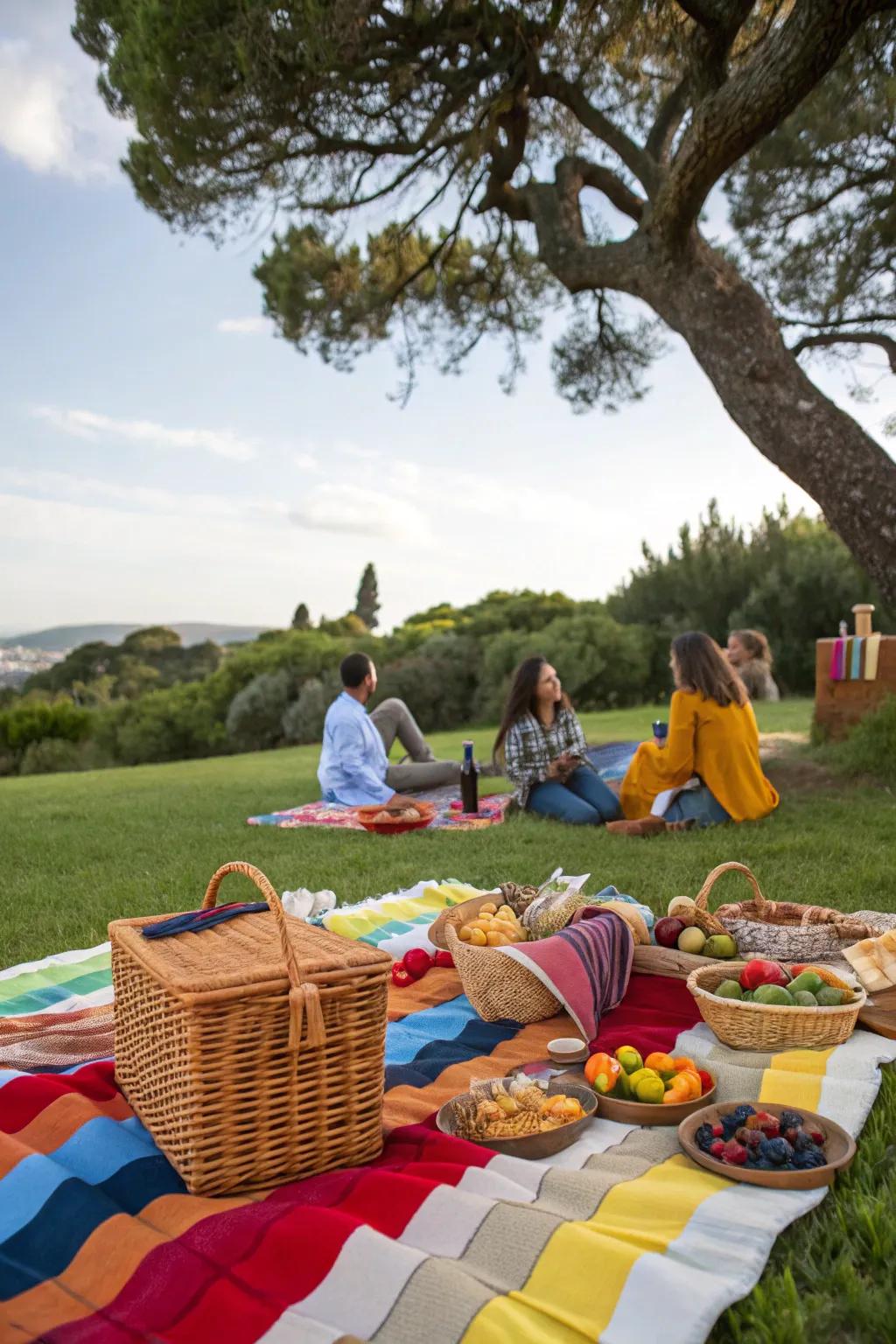 A cozy potluck picnic celebrating a retiree's milestone.