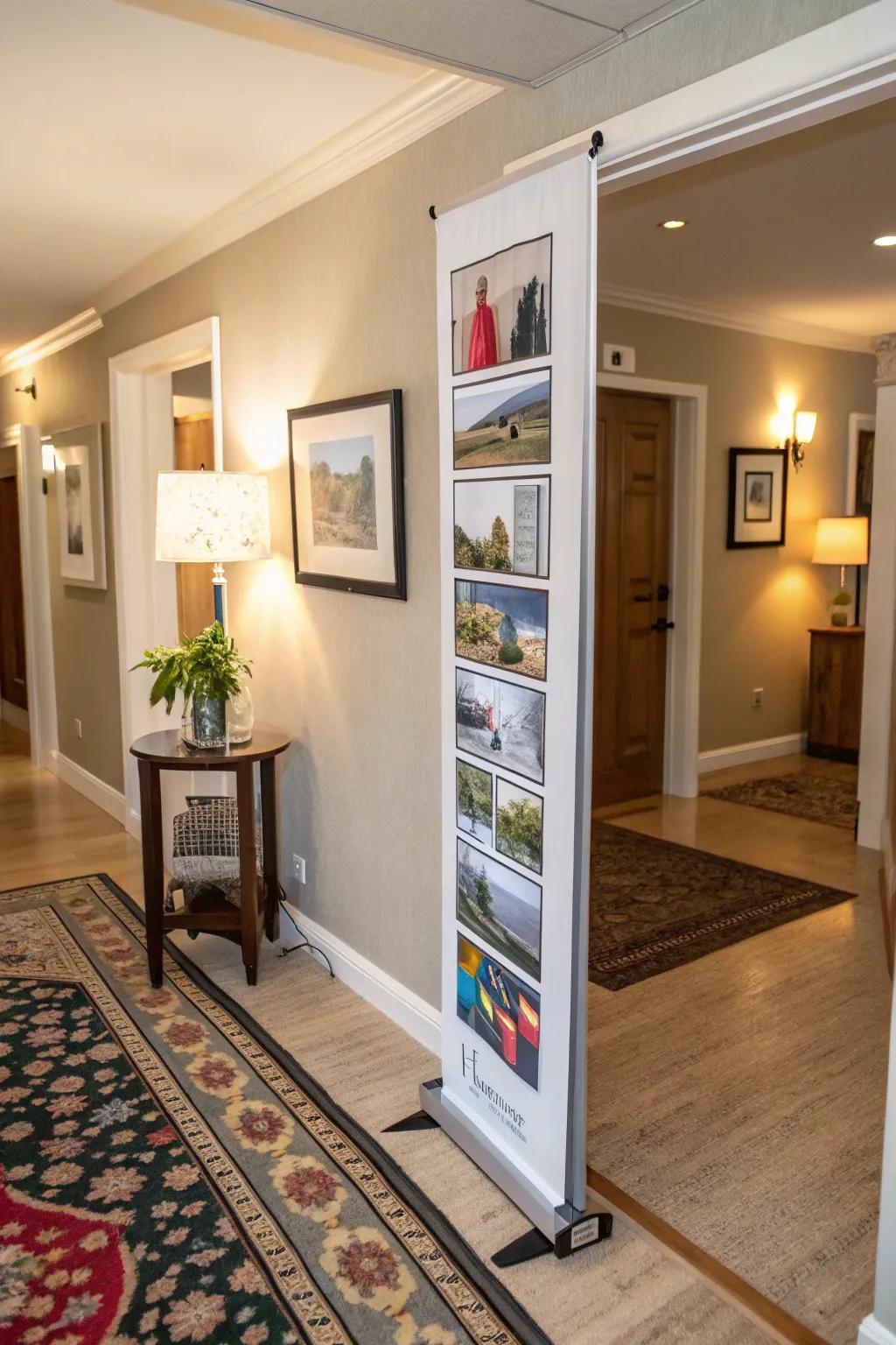 Turn a small hallway into a mini art space with an inventive display.